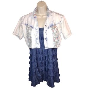 Bundle-Acid wash crop top with denim   look dress. Size Large